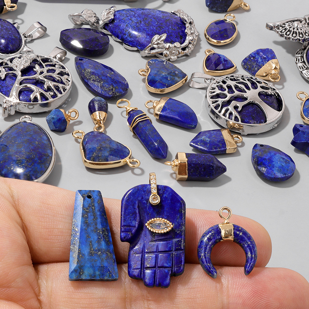 Jewelry Making Gemstones - 5PCS/lot Lapis Lazuli Stone Pendant Blue