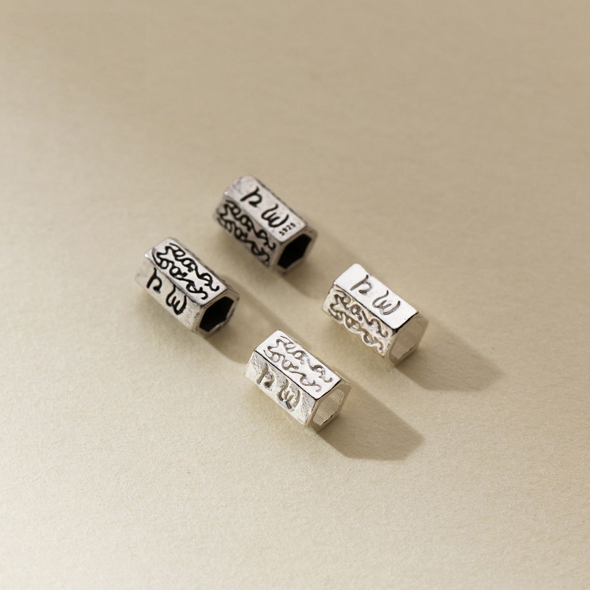 Jewelry Making In La - 925 Silver Beads Retro Engraved Scripture