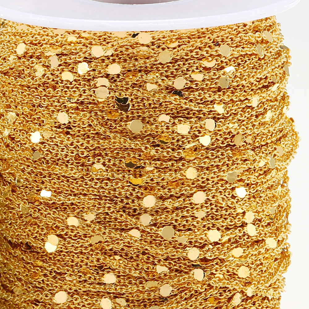 Chain Roll Cable - 10Meters/Roll Sequins Chain Gold Silver Necklace