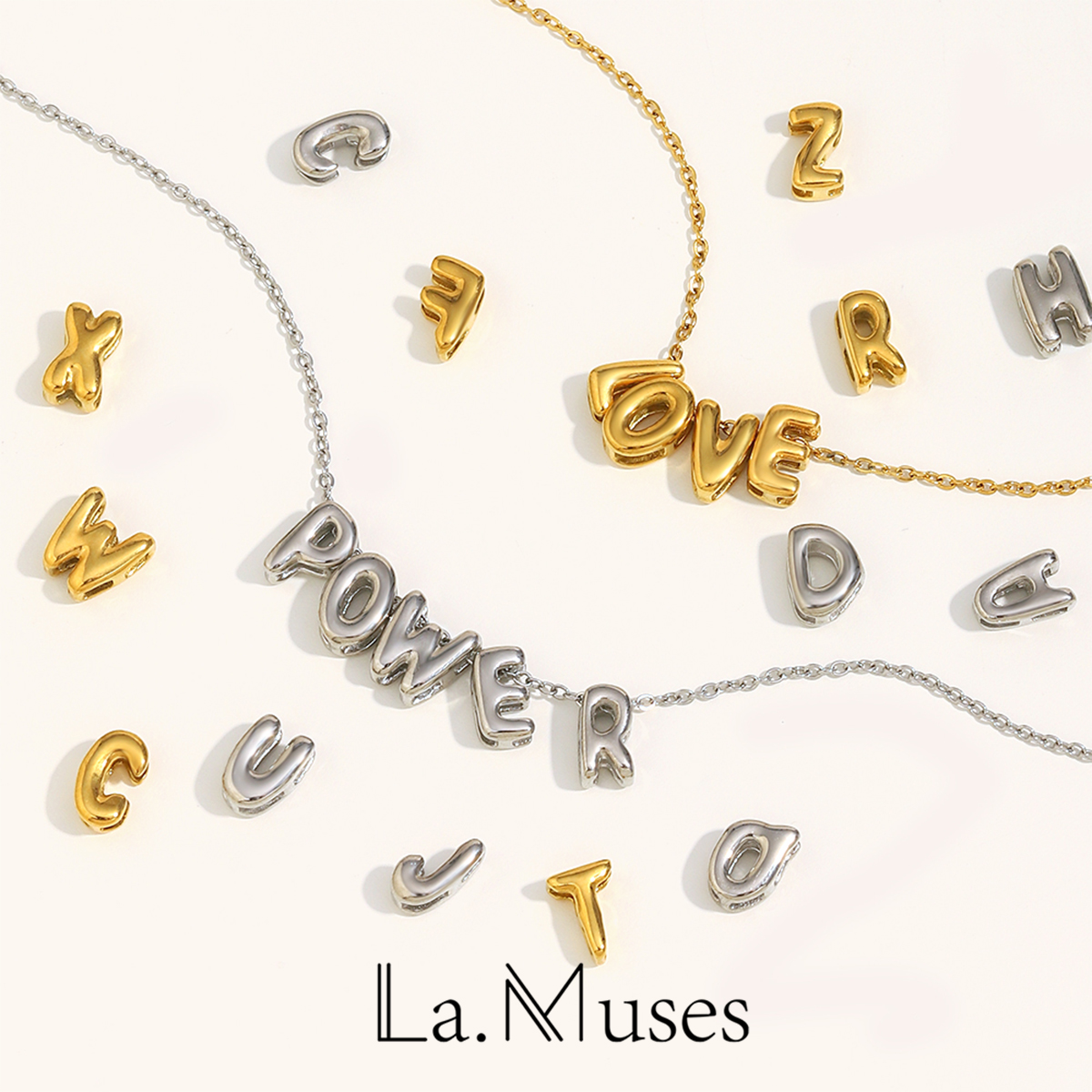 Jewelry Making In La - La.Muses 26 Letter Hollow Bead Stainless