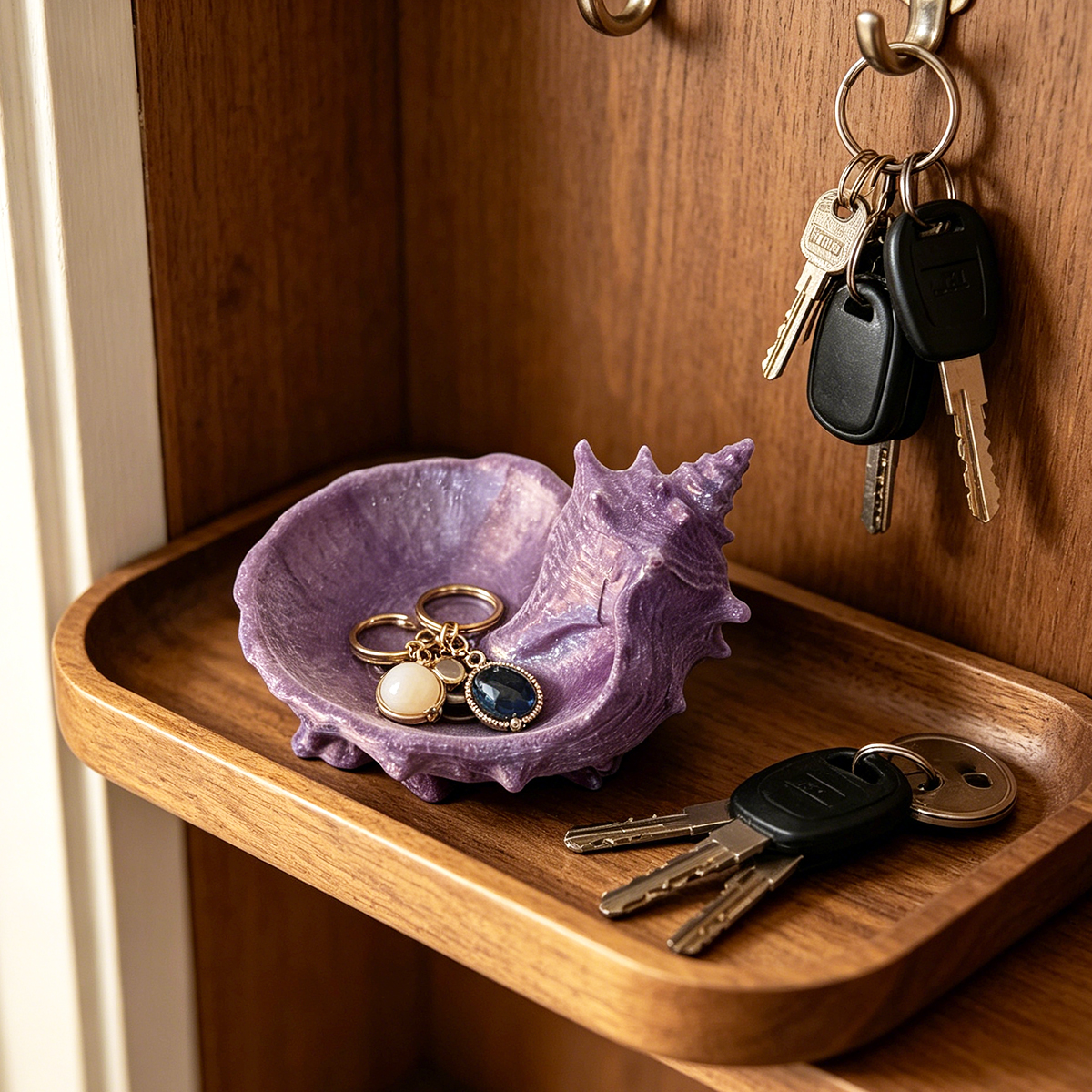 Jewelry Making Table - Pearlescent Purple Conch-Shaped Storage Tray, Home