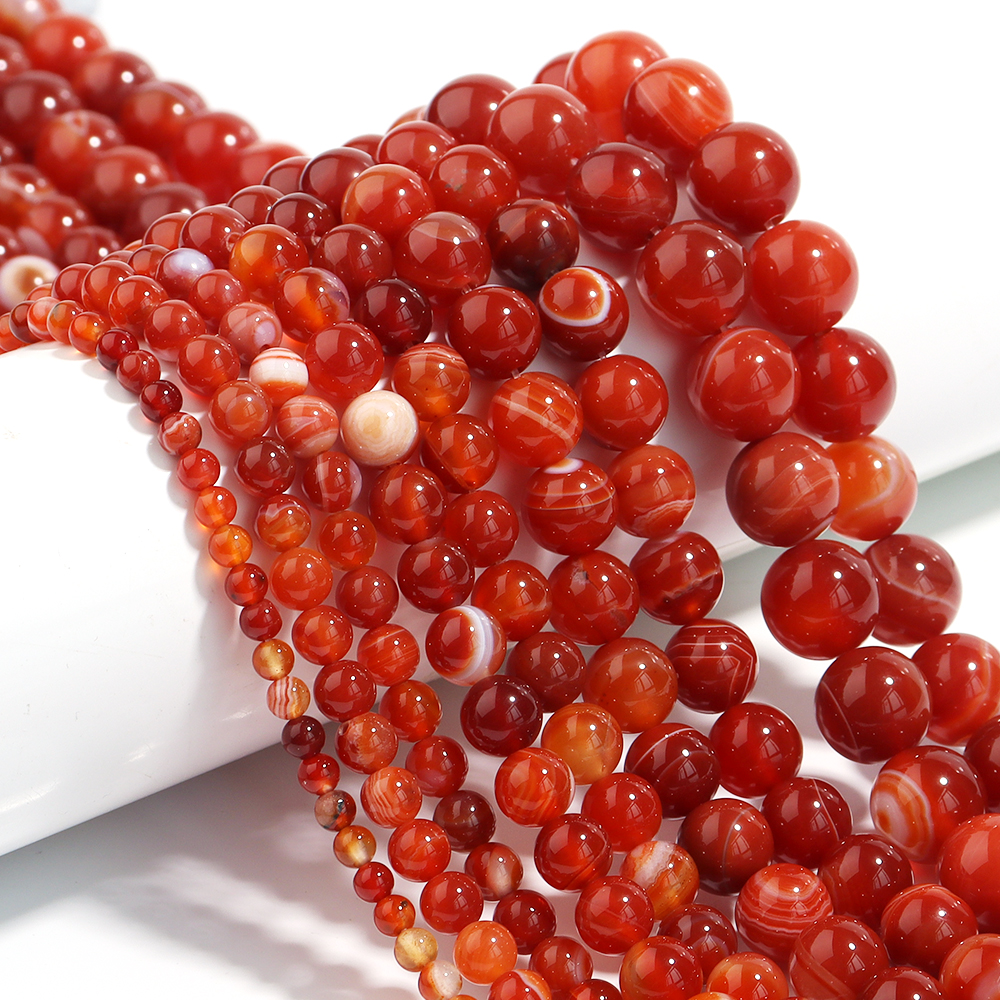 1 Strand Red Striped Agate Nat - đánh giá và giá Jewelry Making Gemstones