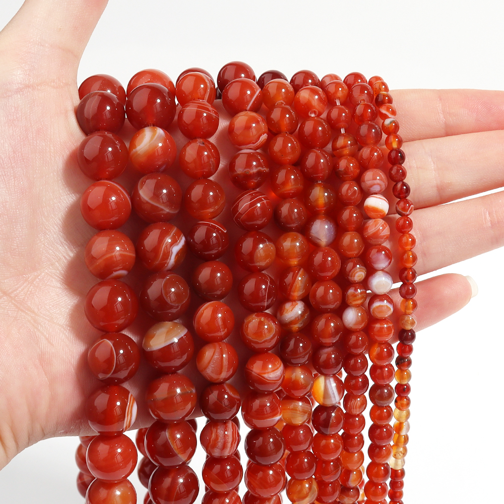 1 Strand Red Striped Agate Nat - đánh giá và giá Jewelry Making Gemstones