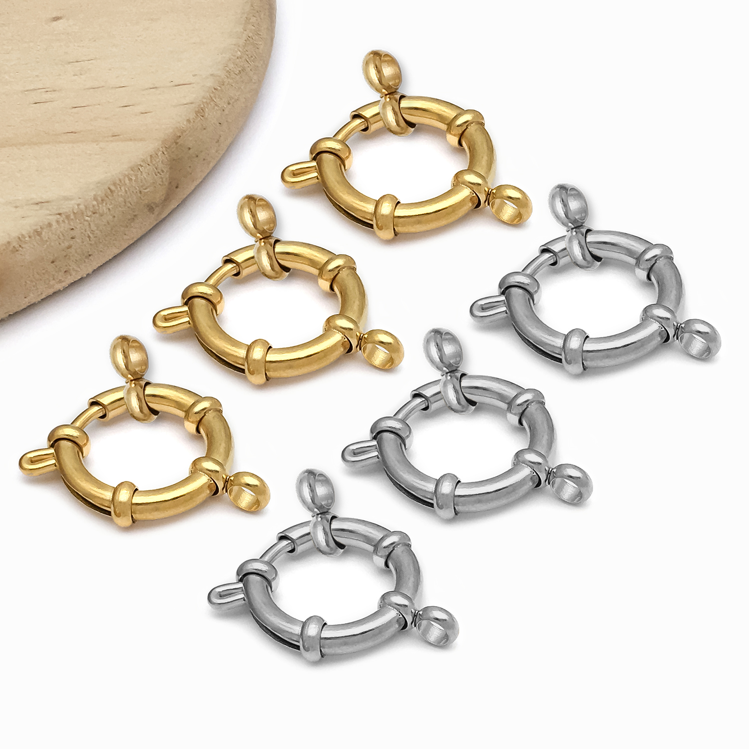 2pcs Stainless Steel Round Cla - đánh giá và giá Jewelry Making Name