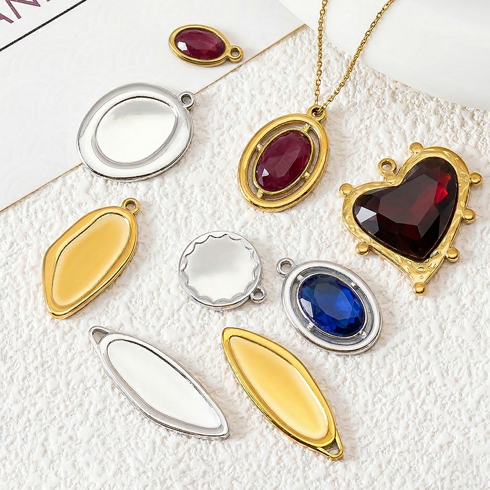 5pcs Stainless Steel Oval Hear - đánh giá và giá Jewelry Making Gemstones