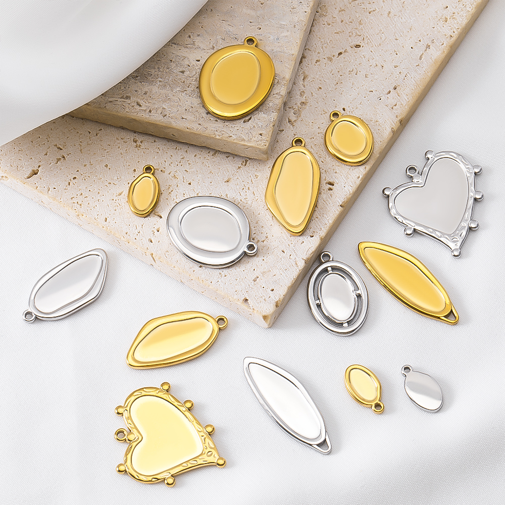 5pcs Stainless Steel Oval Hear - đánh giá và giá Jewelry Making Gemstones